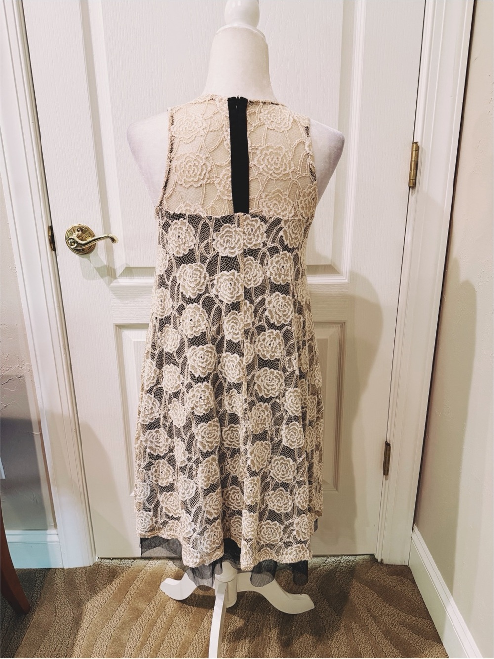 Hazel Ivory Lace With Black Underlay Babydoll Dress - Picture 3 of 4
